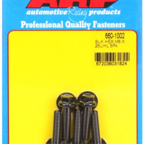 M6 x 1.00 x 25 hex black oxide bolts (5pcs)