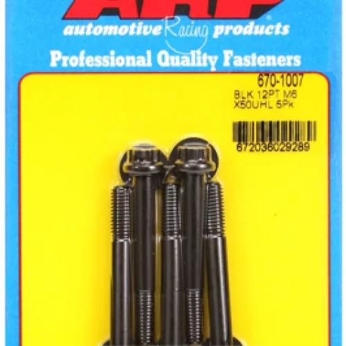 M6 x 1.00 x 50 12pt black oxide bolts (5pcs)