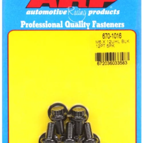 M6 x 1.00 x 12  12pt black oxide bolts (5pcs)