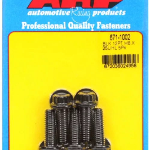 M8 x 1.25 x 25 12pt black oxide bolts (5pcs)