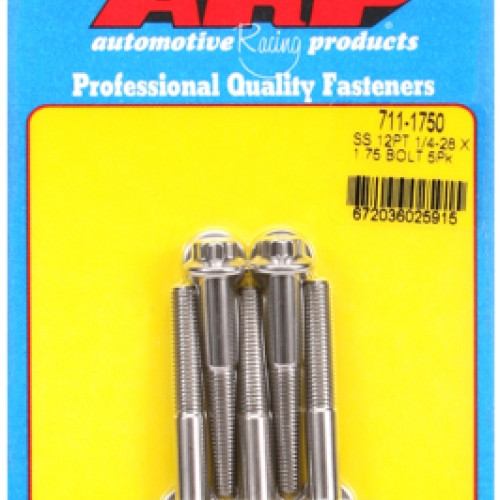 "1/4""-28 x 1.750 12pt SS bolts" (5pcs)
