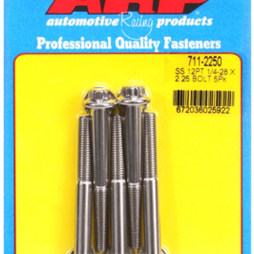 "1/4""-28 x 2.250 12pt SS bolts" (5pcs)