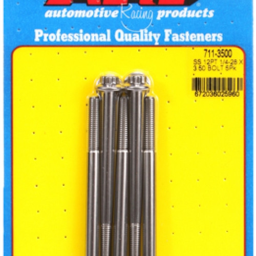 "1/4""-28 x 3.500 12pt SS bolts" (5pcs)