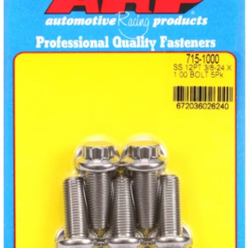 "3/8""-24 x 1.000 12pt 7/16 wrenching SS bolts" (5pcs)