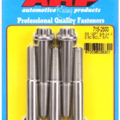   "3/8""-24 x 2.500 12pt 7/16 wrenching SS bolts" (5pcs)