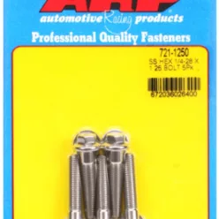 "1/4""-28 x 1.250 hex SS bolts" (5pcs)