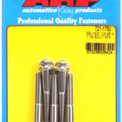 "1/4""-28 x 1.750 hex SS bolts" (5pcs)