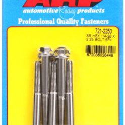 "1/4""-28 x 2.250 hex SS bolts" (5pcs)