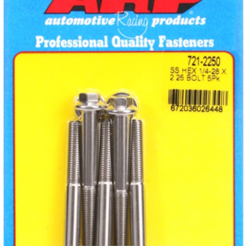 "1/4""-28 x 2.250 hex SS bolts" (5pcs)