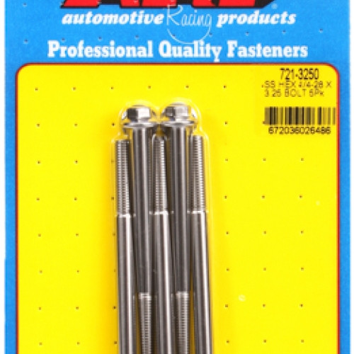 "1/4""-28 x 3.250 hex SS bolts" (5pcs)