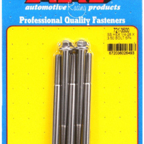"1/4""-28 x 3.500 hex SS bolts" (5pcs)