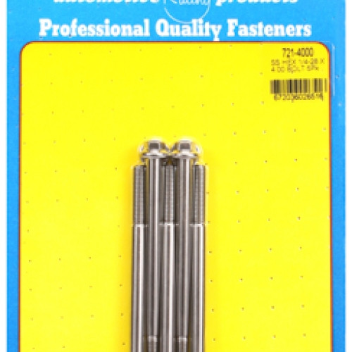 "1/4""-28 x 4.000 hex SS bolts" (5pcs)