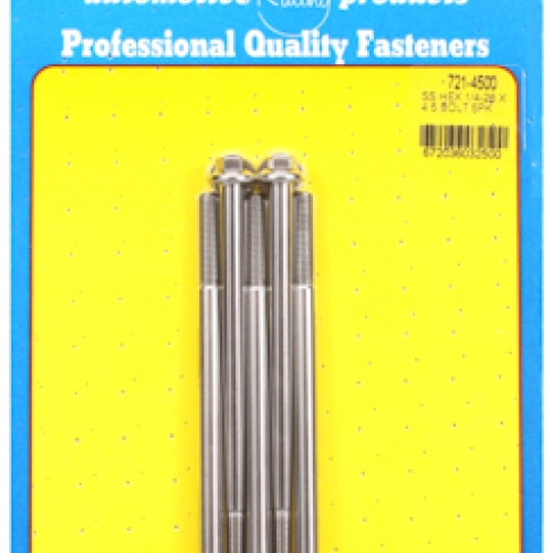 "1/4""-28 x 4.500 hex SS bolts" (5pcs)