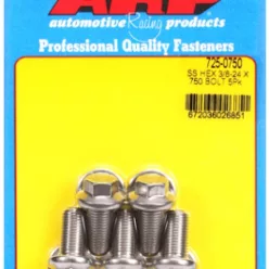   "3/8""-24 x  .750 hex 7/16 wrenching SS bolts" (5pcs)