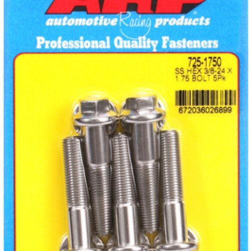 "3/8""-24 x 1.750 hex 7/16 wrenching SS bolts" (5pcs)