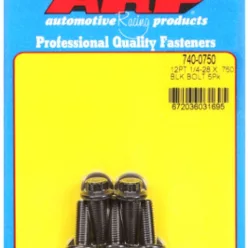   "1/4""-28 x .750 12pt black oxide bolts" (5pcs)