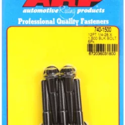   "1/4""-28 x 1.500 12pt black oxide bolts" (5pcs)