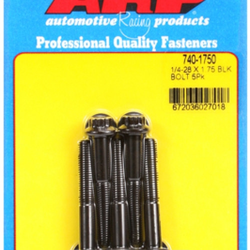 "1/4""-28 x 1.750 12pt black oxide bolts" (5pcs)