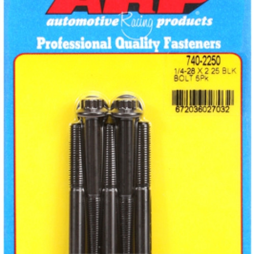 "1/4""-28 x 2.250 12pt black oxide bolts" (5pcs)