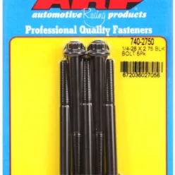   "1/4""-28 x 2.750 12pt black oxide bolts" (5pcs)
