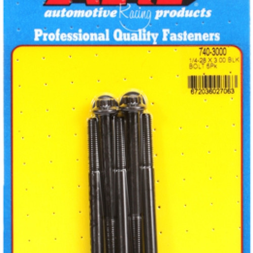 "1/4""-28 x 3.000 12pt black oxide bolts" (5pcs)