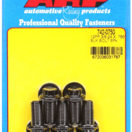 "3/8""-24 x  .750 12pt black oxide bolts" (5pcs)