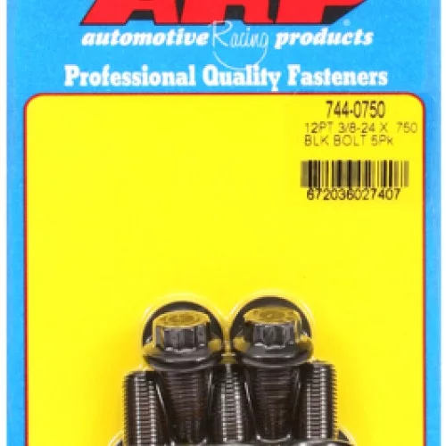 "3/8""-24 x .750 12pt 7/16 wrenching black oxide bolts" 5pcs