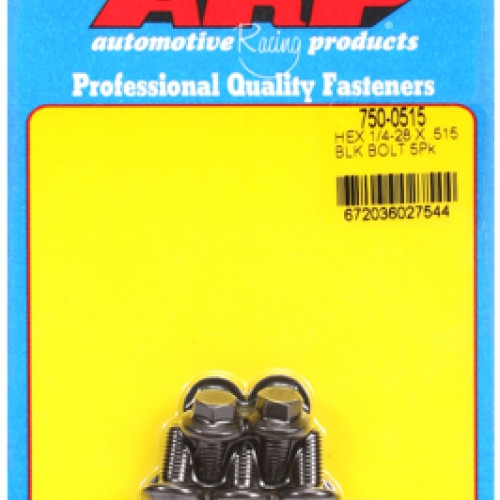 "1/4""-28 x .515 hex black oxide bolts" (5pcs)