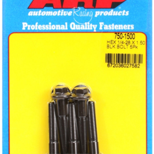 "1/4""-28 x 1.500 hex black oxide bolts" (5pcs)