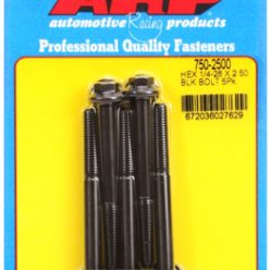  "1/4""-28 x 2.500 hex black oxide bolts" (5pcs)