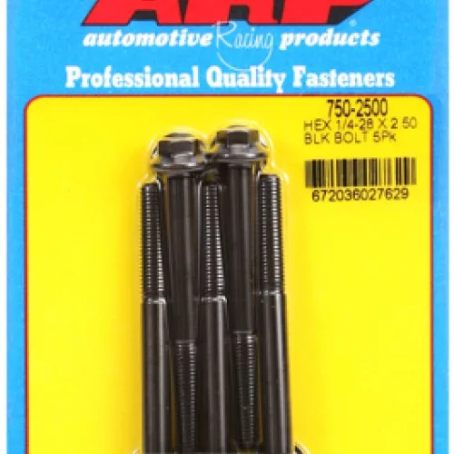 "1/4""-28 x 2.500 hex black oxide bolts" (5pcs)