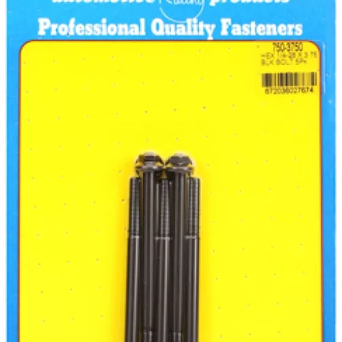 "1/4""-28 x 3.750 hex black oxide bolts" (5pcs)
