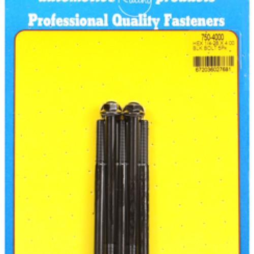 "1/4""-28 x 4.000 hex black oxide bolts" (5pcs)