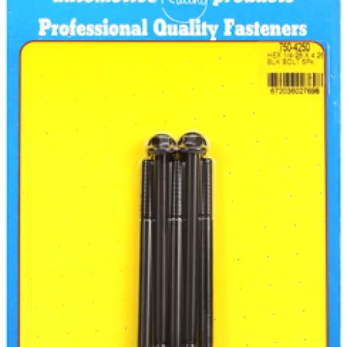 "1/4""-28 x 4.250 hex black oxide bolts" (5pcs)