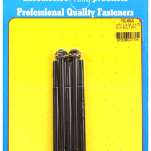 "1/4""-28 x 4.500 hex black oxide bolts" (5pcs)