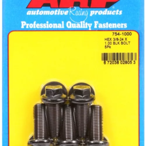 "3/8""-24 x 1.000 hex 7/16 wrenching black oxide bolts" 5pcs
