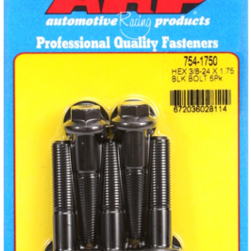 "3/8""-24 x 1.750 hex 7/16 wrenching black oxide bolts" 5pcs