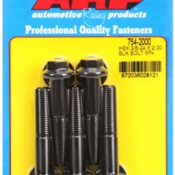   "3/8""-24 x 2.000 hex 7/16 wrenching black oxide bolts" 5pcs