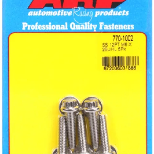 M6 x 1.00 x 25 12pt SS bolts (5pcs)