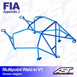   Roll Cage OPEL Astra (G) 3-doors Hatchback MULTIPOINT WELD IN V1