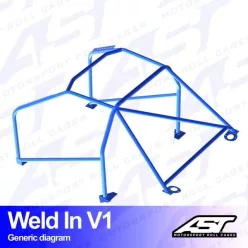   Roll Cage RENAULT Clio (Phase 3) 3-doors Hatchback WELD IN V1