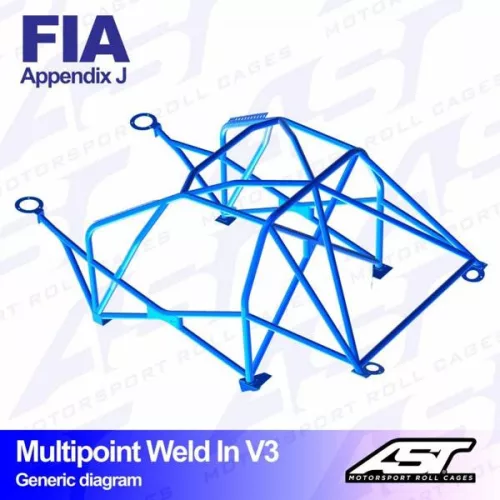Roll Cage RENAULT Clio (Phase 3) 3-doors Hatchback MULTIPOINT WELD IN V3