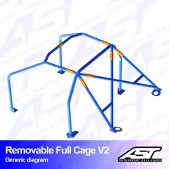   Roll Cage RENAULT Dauphine (R10XX) 4-door Sedan REMOVABLE FULL CAGE V2