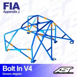 Roll Cage RENAULT Dauphine (R10XX) 4-door Sedan BOLT IN V4