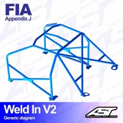 Roll Cage RENAULT Dauphine (R10XX) 4-door Sedan WELD IN V2