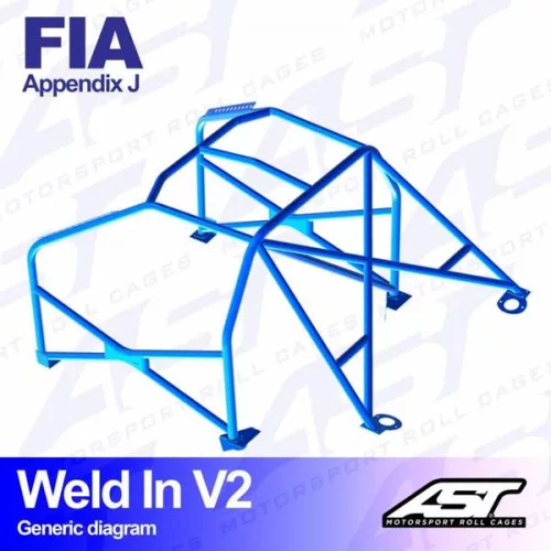 Roll Cage RENAULT Dauphine (R10XX) 4-door Sedan WELD IN V2