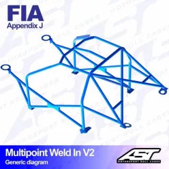   Roll Cage RENAULT Dauphine (R10XX) 4-door Sedan MULTIPOINT WELD IN V2