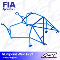   Roll Cage Renault Megane (Phase 1) 3-doors Coupe MULTIPOINT WELD IN V1