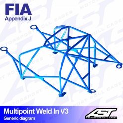   Roll Cage Renault Megane (Phase 1) 3-doors Coupe MULTIPOINT WELD IN V3