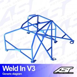   Roll Cage Renault Megane (Phase 2) 3-doors Hatchback WELD IN V3